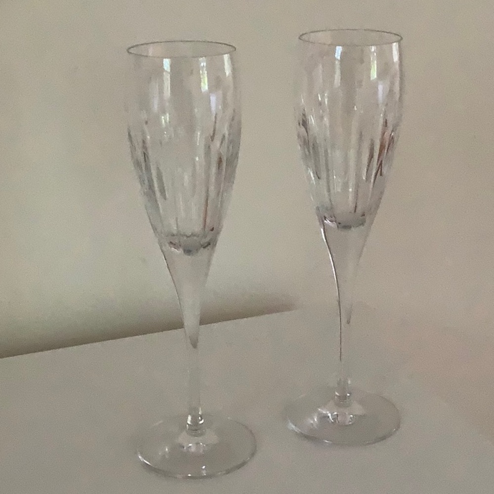 PAIR of Waterford Crystal Ardan Mara Champagne FLUTES NWOT